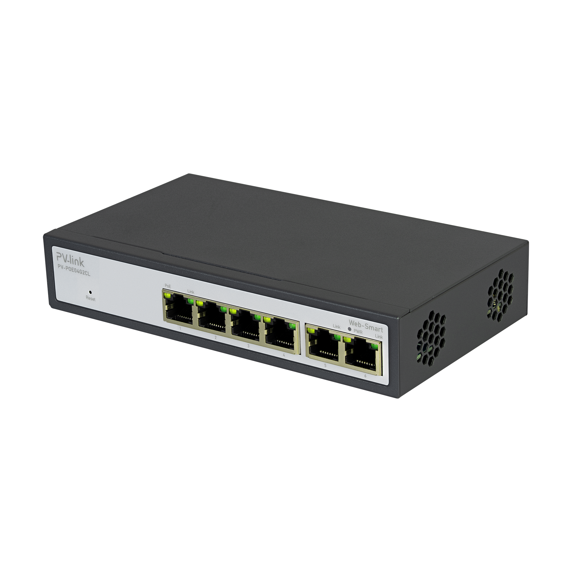 PV-POE04G2CL, 10 портовый коммутатор 8хРоЕ 100/1000, Web-Smart, 2xUplink, 60Вт